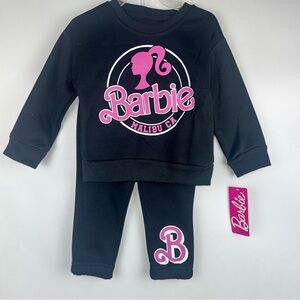 Barbie Black and Pink 2 piece logo sweat suit.